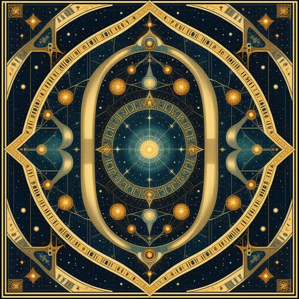 Islamic geometric pattern featuring stylized teeth and spiritual symbols representing dream interpretation