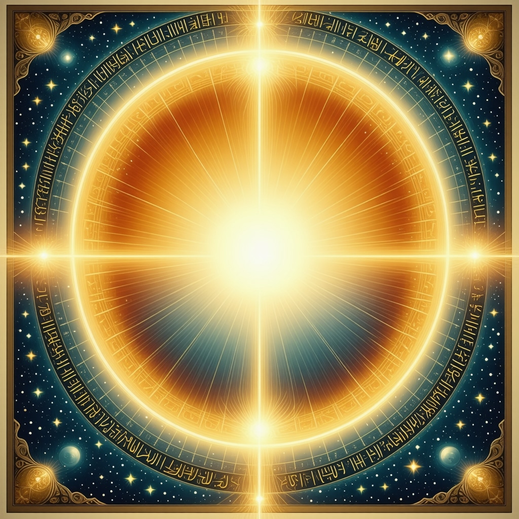 Ilustración del simbolismo del parto en sueños con elementos islámicos y luz espiritual