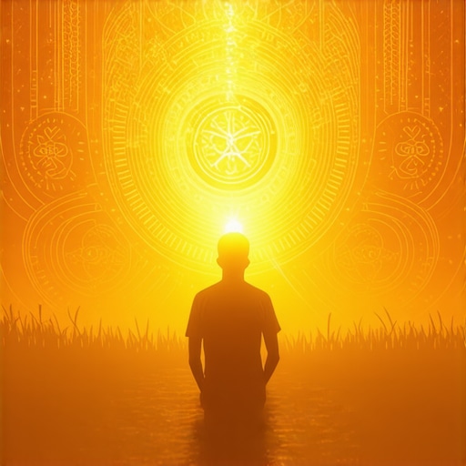 Person contemplating dreams with symbols of Pcele and spiritual light