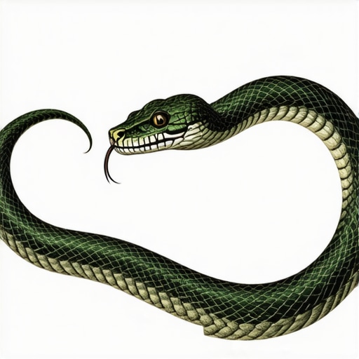 Ilustración de una serpiente en un sueño, representando dualidad y transformación espiritual en el Islam.