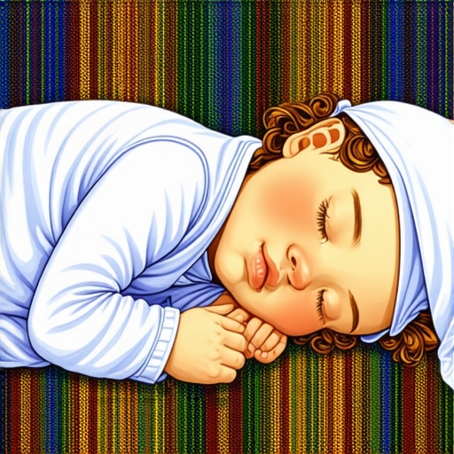 Arte islámico de un bebé en paz durmiendo Arte islámico que muestra un bebé durmiendo en paz, lleno de símbolos espirituales