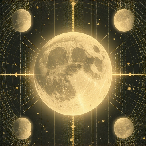 Ciclo lunar y simbolismo en sueños islámicos Diagrama del ciclo lunar con fases y su significado espiritual en sueños