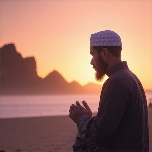 Person praying at night with divine symbols in a mystical atmosphere