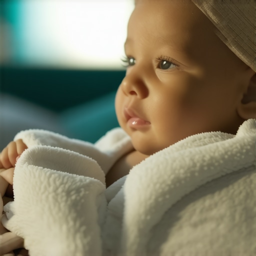 A peaceful scene depicting a baby being nurtured in a spiritual Islamic setting