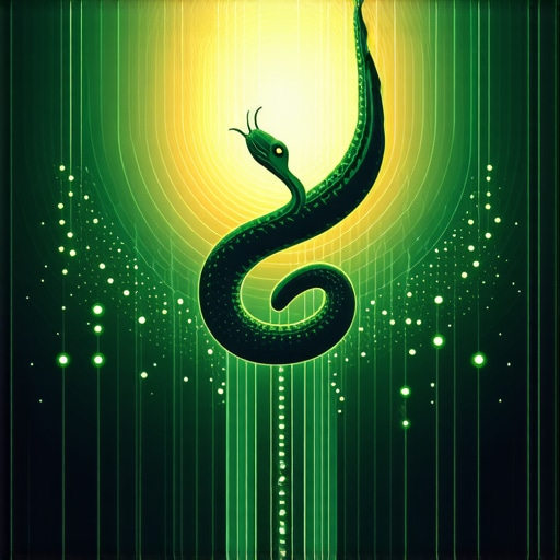 Illustration of a spiritual dream with a snake in Islamic style