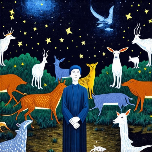 Illustration of a person dreaming with animals symbolizing spiritual messages in Islam.