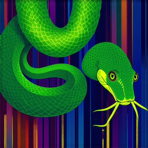 Illustration of a green snake symbolizing hope and renewal in Islamic dream interpretation.