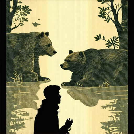 Reflexión espiritual sobre sueños con osos en Islam Person contemplating dreams with bears and spiritual symbols in Islamic context