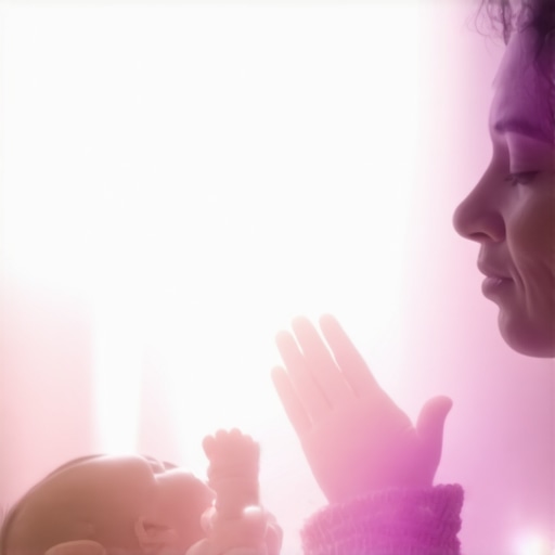 Persona en oración reflexionando sobre un sueño de nacimiento saludable en un entorno espiritual