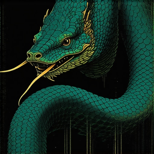 Ilustración de una serpiente que simboliza transformación espiritual en el Islam