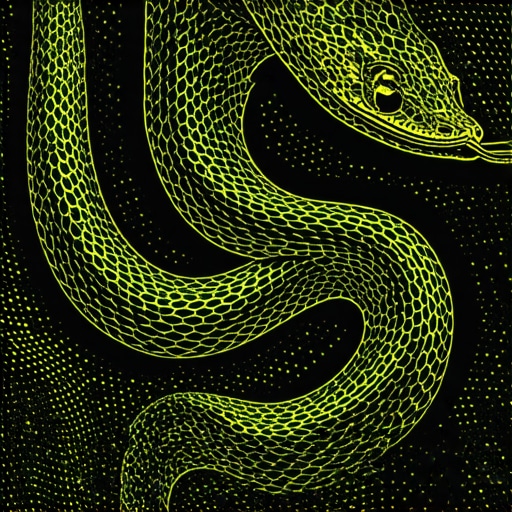Ilustración de una serpiente en un sueño con simbolismo espiritual y de transformación.