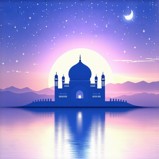 Escena nocturna islámica que representa la transformación espiritual y los sueños