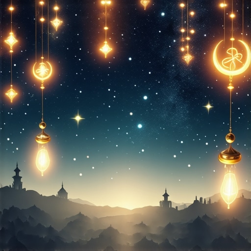 Noche con símbolos y motivos islámicos que representan interpretación de sueños en el islam