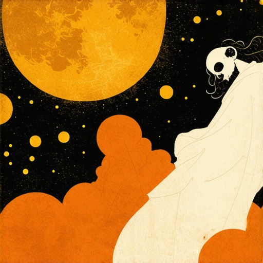 Ilustración de un sueño espiritual con símbolo de muerte en estilo islámico