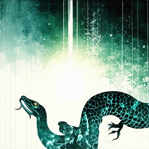 Sueño espiritual con serpiente Ilustración simbólica de un sueño con serpiente en un contexto espiritual y místico.