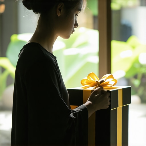 Contemplating a spiritual gift in dreams A person reflecting on a glowing gift box, symbolizing spiritual blessings in dreams