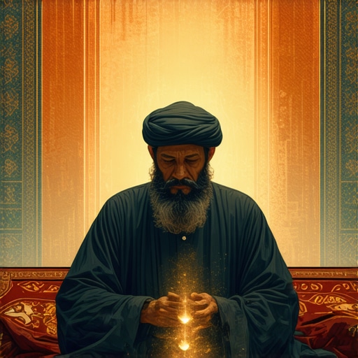 Deep Reflection on Islamic Dream Symbols Islamic scholar analyzing symbols of death in dreams with spiritual context.