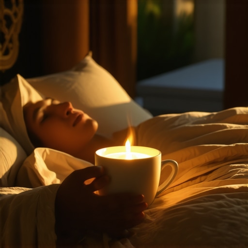 Dreaming of Milk in a Peaceful Islamic Setting Person peacefully sleeping while dreaming of a glowing cup of milk in an Islamic bedroom.