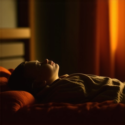 A peaceful person sleeping peacefully, dreaming about a baby in a tranquil Islamic bedroom