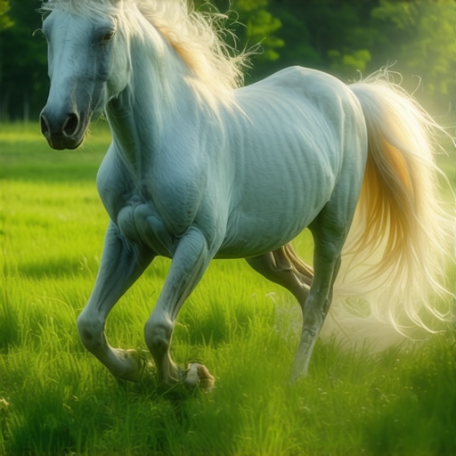 Majestic horse running in a lush green field symbolizing freedom in dreams.