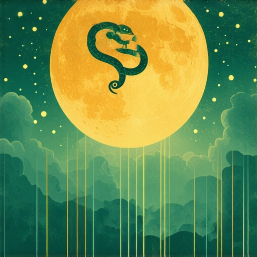 An artistic depiction of a snake in a dream, representing spiritual symbolism in Islam