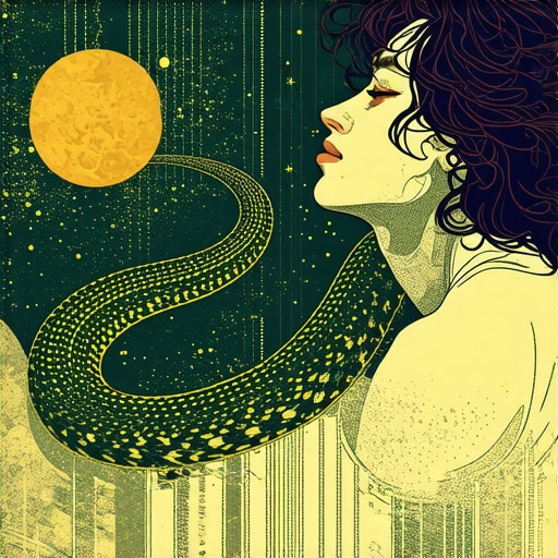 Dreaming of a serpent: spiritual symbolism in Islam A person peacefully sleeping, dreaming of a serpent symbolizing spiritual transformation in Islam.