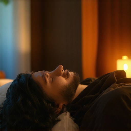 Dreaming with the Mother in a Sacred Islamic Space Person peacefully dreaming in a spiritually adorned Islamic bedroom, evoking deep spiritual connection.