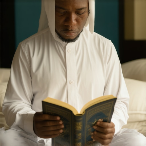 Persona estudiando interpretación de sueños islámicos en un entorno tranquilo