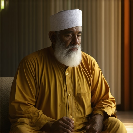 Islamic scholar interpreting dream symbols with traditional attire and spiritual background