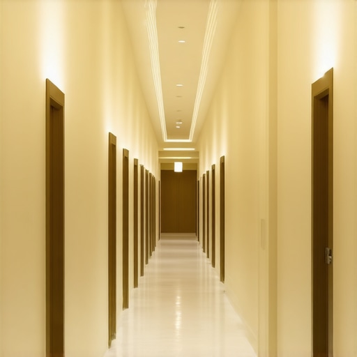 Serene hospital corridor representing spiritual healing in Islamic tradition