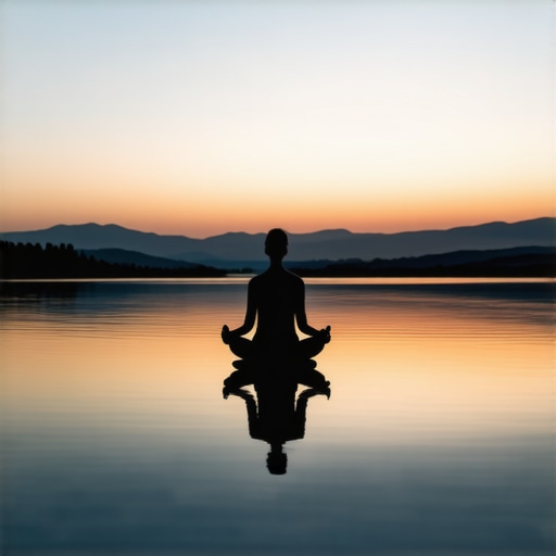 Meditación espiritual nocturna con símbolos de sueños Persona meditando en la noche con símbolos de sueños en el aire