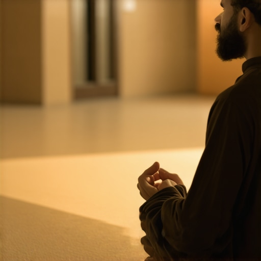 Meditative reflection on dreams in Islam Person meditando y reflexionando sobre sueños en un entorno islámico pacífico