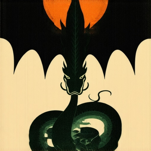 Serpiente negra en un sueño espiritual Ilustración simbólica de una serpiente negra en un sueño espiritual