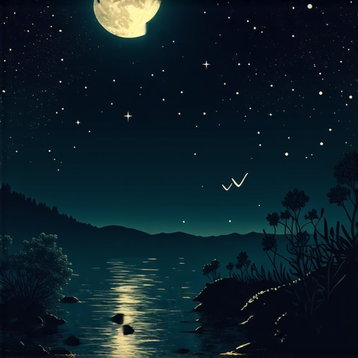 Ilustración espiritual con serpiente y símbolos islámicos en una noche tranquila