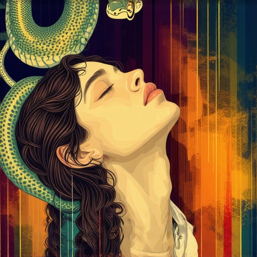 Sueño con serpiente: simbolismo y crecimiento espiritual en el Islam Ilustración de un sueño con serpiente y símbolos espirituales en el Islam