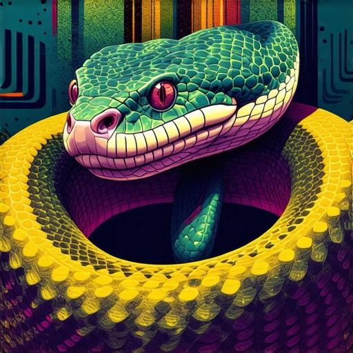 Vivid illustration of a multicolored snake symbolizing dream meanings.