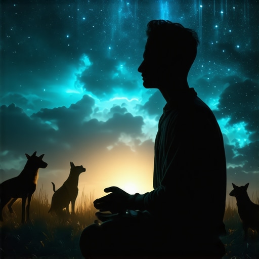 Person analyzing dream symbols involving animals in a spiritual setting