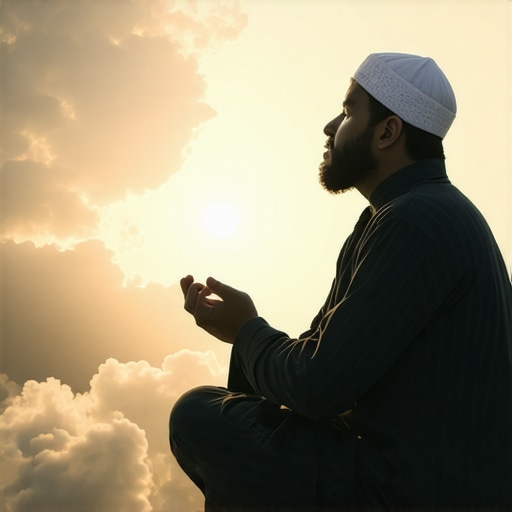 Deep Islamic Dream Interpretation Scene A scene depicting a person contemplating dream symbols in an Islamic context.