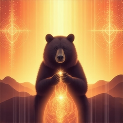 A symbolic image of a bear with divine light, illustrating spiritual protection and strength in Islamic dream interpretation.