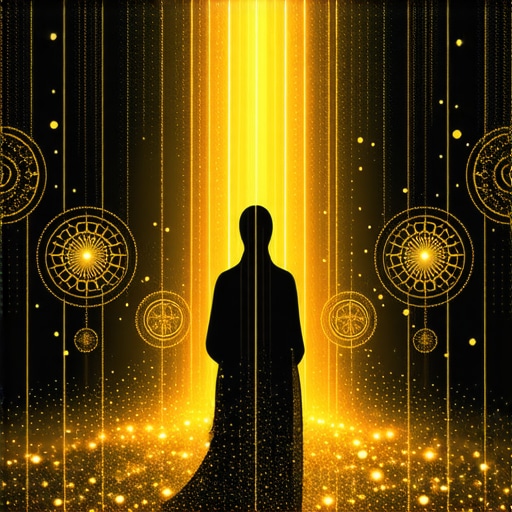 Dream Interpretation Scene in Islam A serene scene depicting an Islamic dream interpretation with divine symbols and a peaceful mother figure