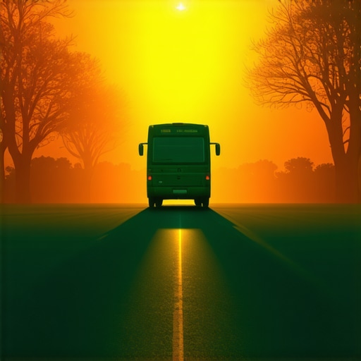 Islamic dream interpretation scene showing a bus and spiritual symbols.