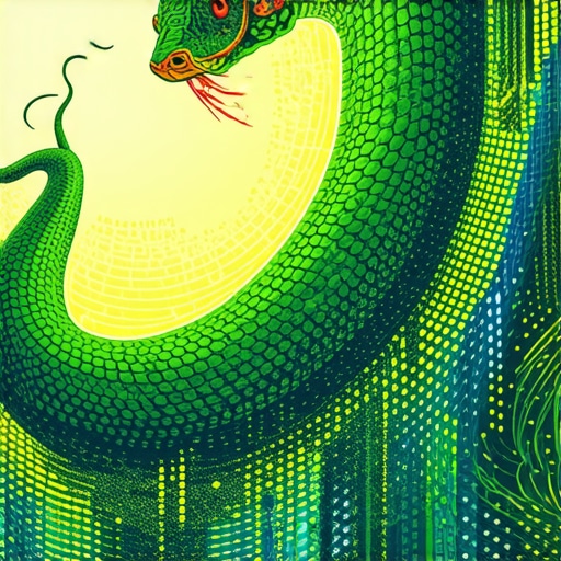 Dream of a Vibrant Snake in Islam Colorful snake symbolizing spiritual messages in Islamic dream interpretation.