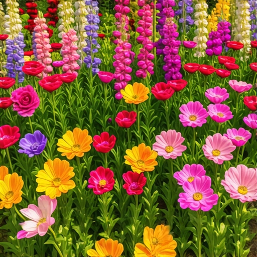 Dream of a colorful flower garden A vivid garden with bright flowers in a dream, representing hope and spiritual growth.