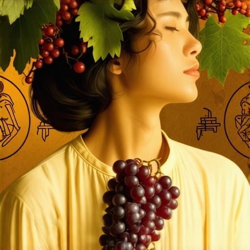 Dreaming of Grapes and Spiritual Symbols A person sleeping peacefully with symbolic grapes and spiritual elements around