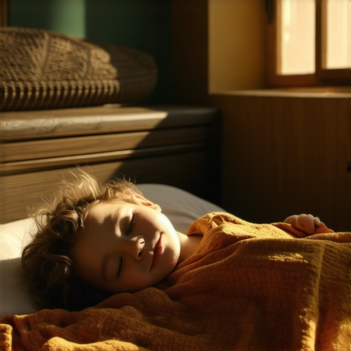 Dreaming of a Child in an Islamic Setting Peaceful scene of a sleeping child in an Islamic bedroom, representing spiritual dreams