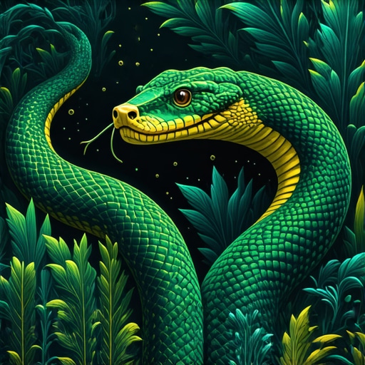 Dreaming of a Snake in Islamic Tradition Illustration of a snake symbolizing spiritual messages in Islam