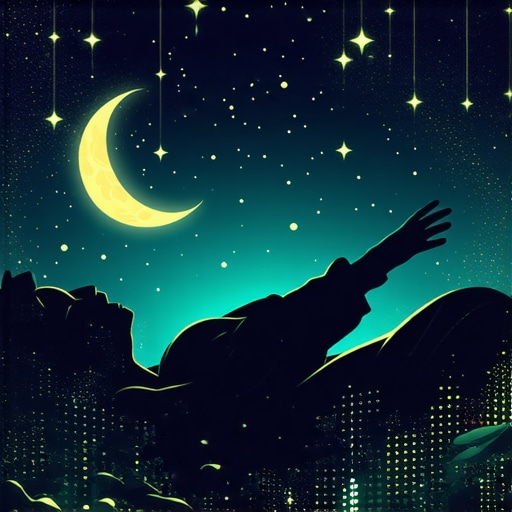 Dreaming with spiritual symbols in Islam A serene night scene representing dream interpretation in Islam