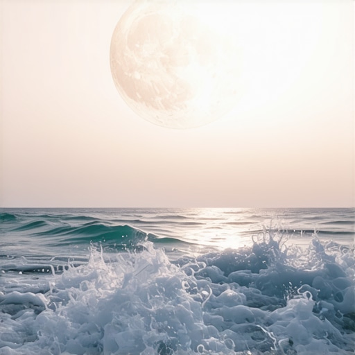 El mar en sueños: símbolo de profundidad espiritual Ilustración de un mar profundo y tranquilo en sueños, simbolizando paz y fe en la tradición islámica