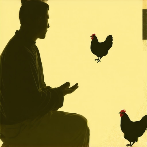 Spiritual illustration of dream interpretation with chickens, mystic and serene style.