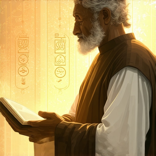 Scholar analyzing dream symbols with numbers in Islamic tradition